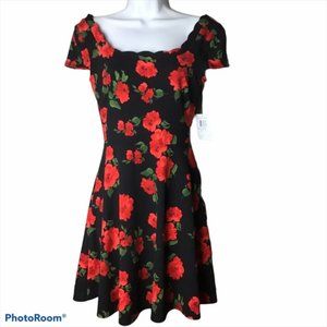 B. Darlin Rose Print Skater Dress NWT